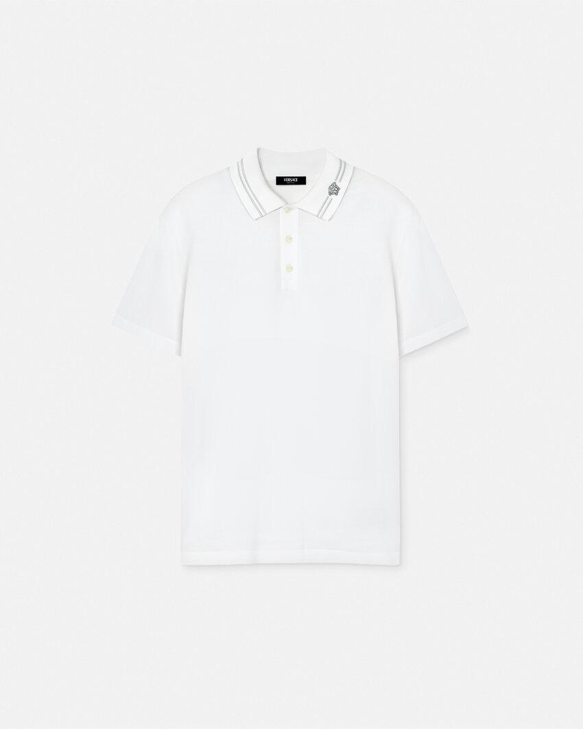 embroidered cotton pique polo by VERSACE