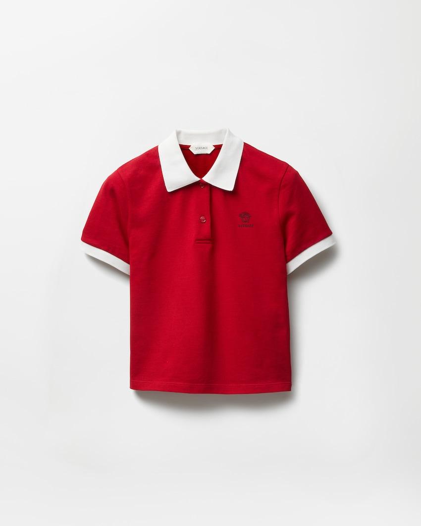 embroidered cotton pique polo by VERSACE