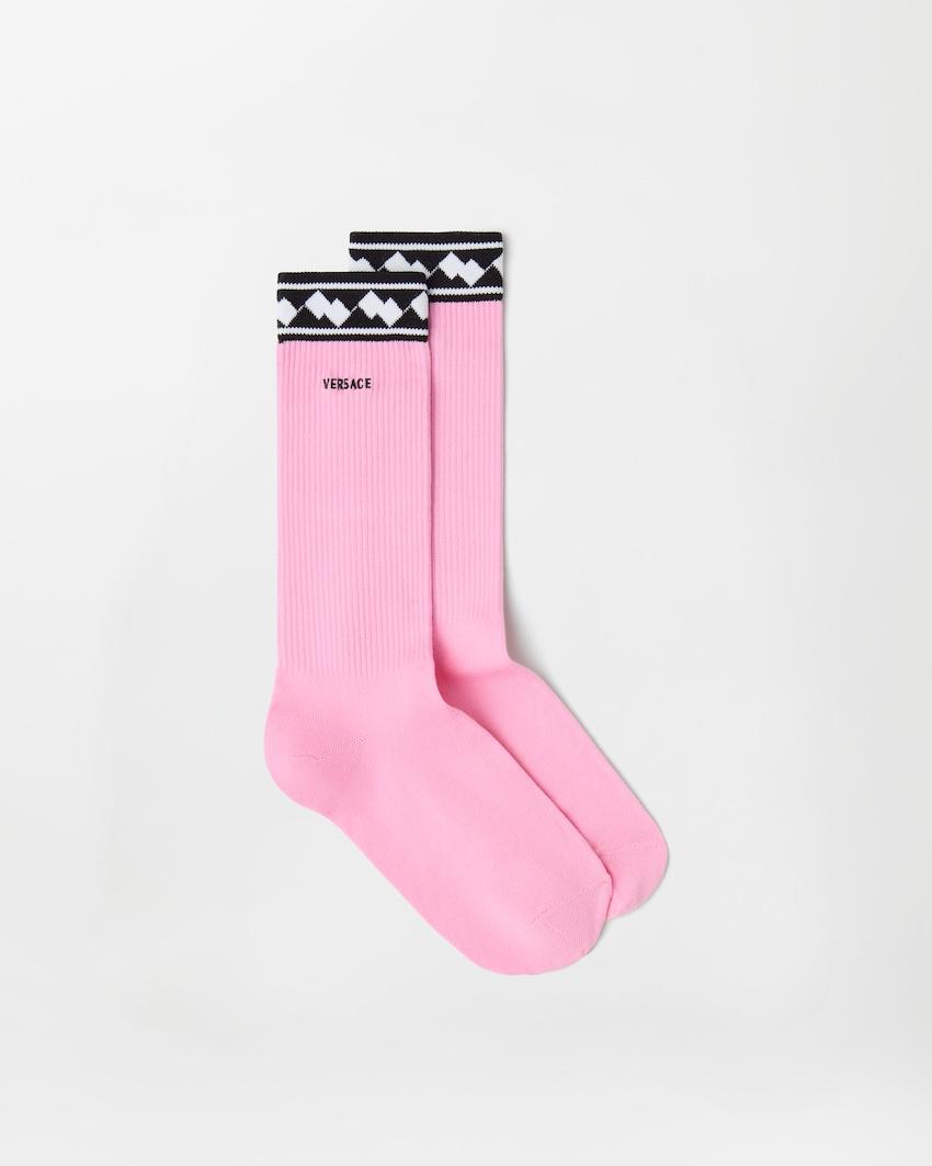 embroidered cotton ribbed socks by VERSACE