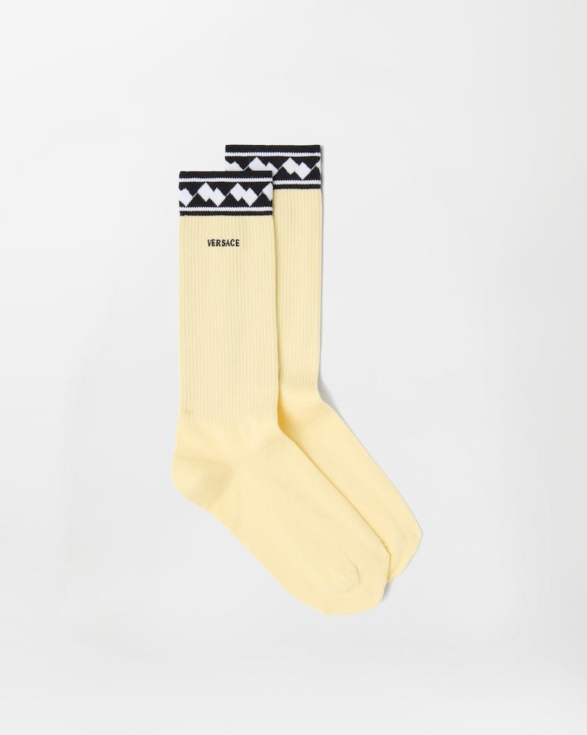 embroidered cotton ribbed socks by VERSACE