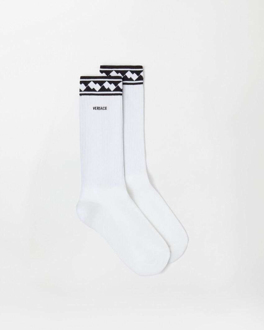 embroidered cotton ribbed socks by VERSACE