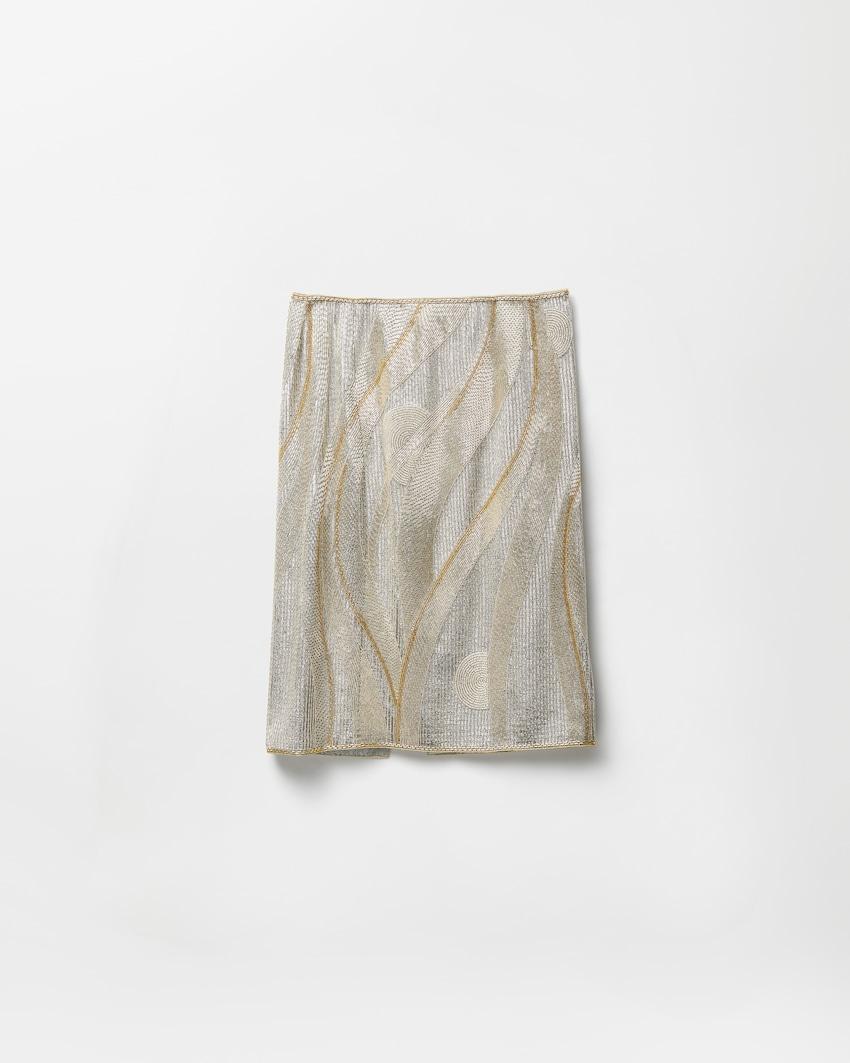 embroidered crepe de chine midi skirt by VERSACE