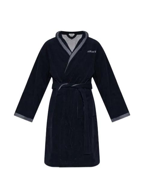 embroidered-graphic cotton bathrobe by VERSACE