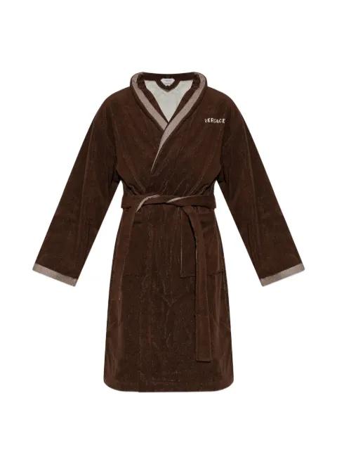 embroidered-graphic cotton bathrobe by VERSACE