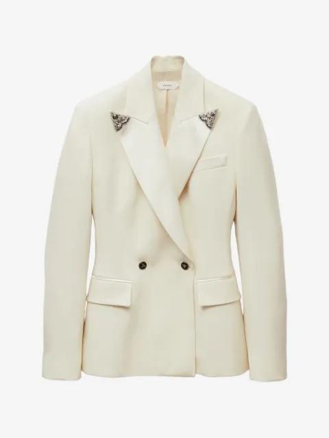 embroidered-lapel stretch wool blazer by VERSACE