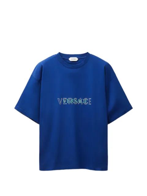 embroidered-logo cotton-jersey regular T-shirt by VERSACE