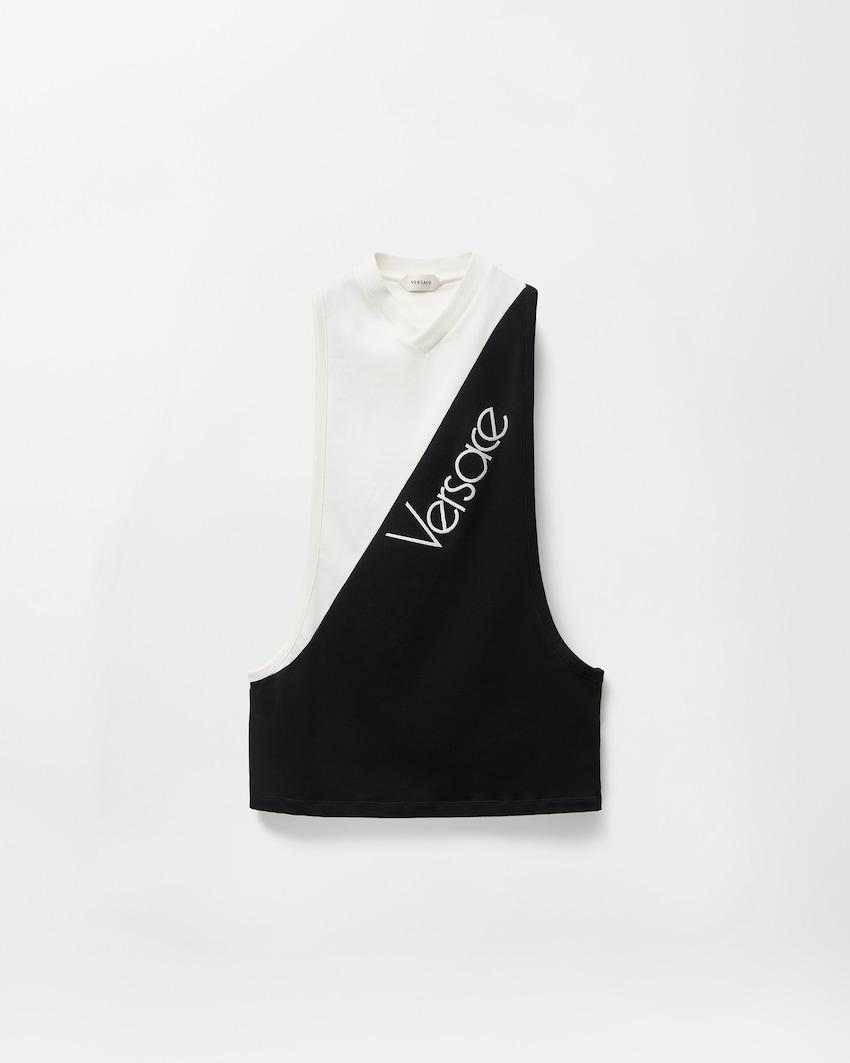 embroidered-logo cotton-jersey tank top by VERSACE
