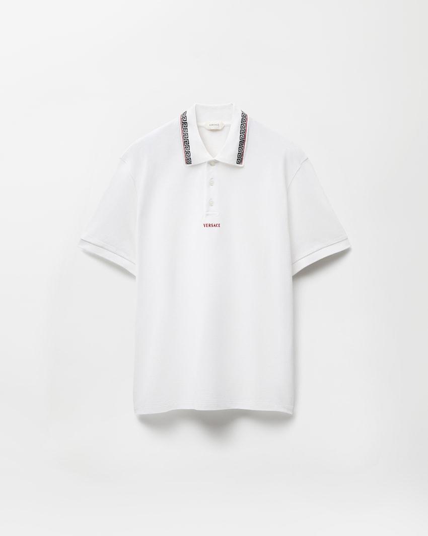 embroidered-logo cotton pique polo by VERSACE