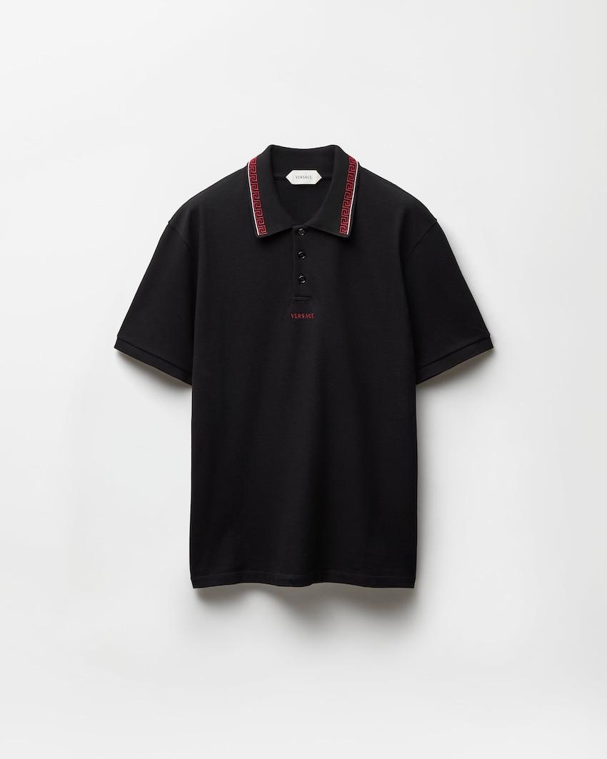 embroidered-logo cotton pique polo by VERSACE