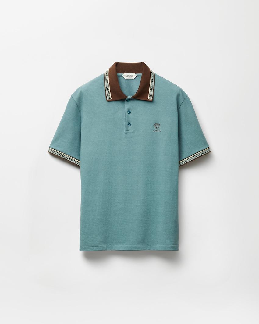 embroidered-logo cotton pique polo by VERSACE