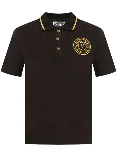 embroidered-logo cotton polo shirt by VERSACE