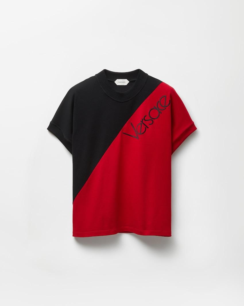 embroidered-logo stretch cotton-jersey slim t-shirt by VERSACE