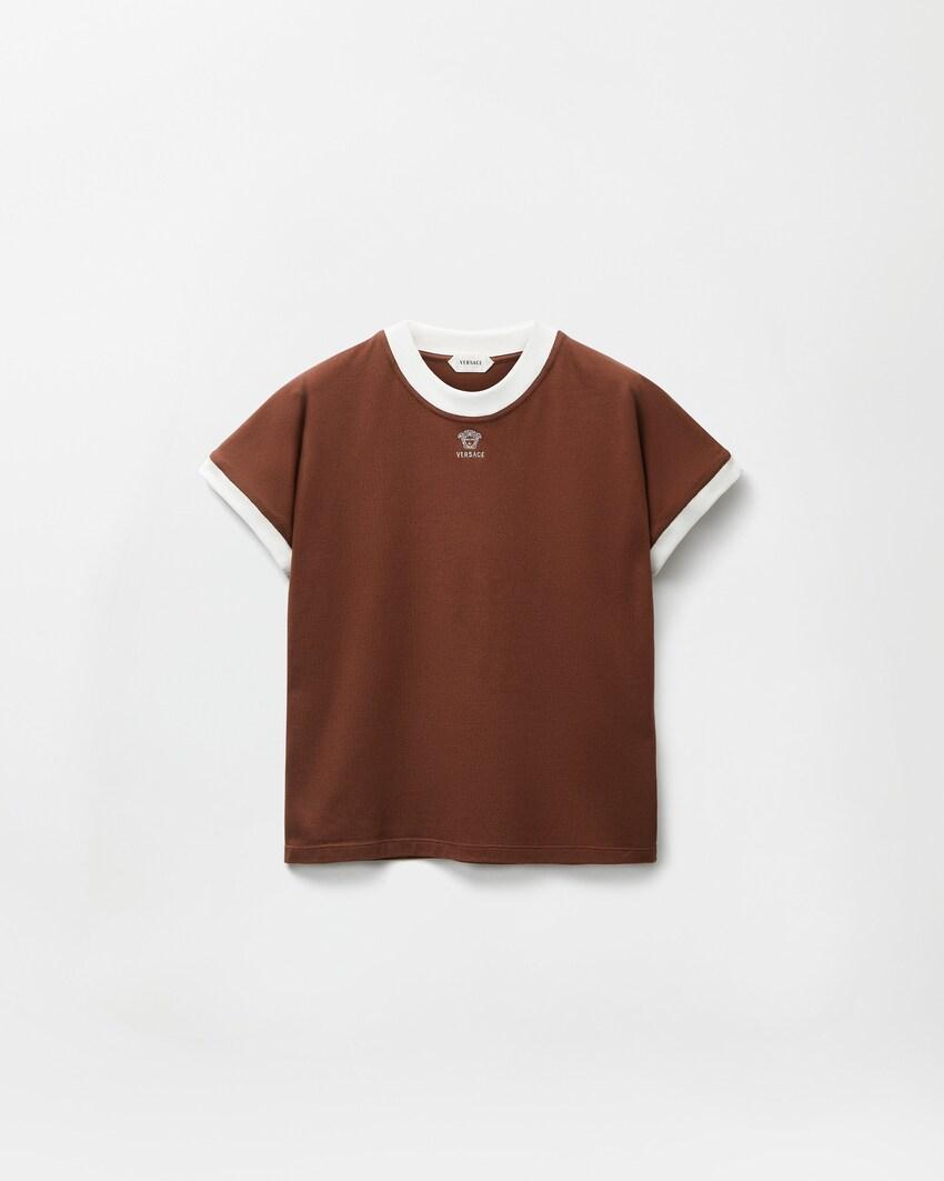 embroidered-logo stretch cotton-jersey slim t-shirt by VERSACE