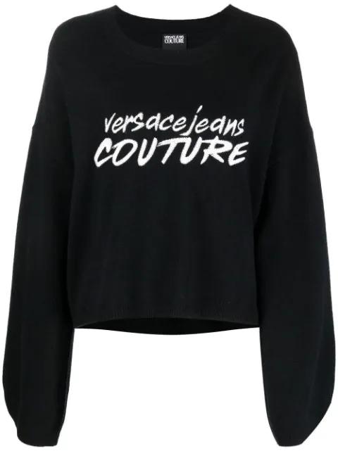 embroidered-logo wide-sleeve jumper by VERSACE