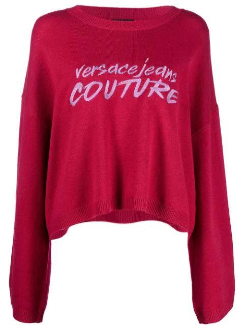 embroidered-logo wide-sleeve jumper by VERSACE