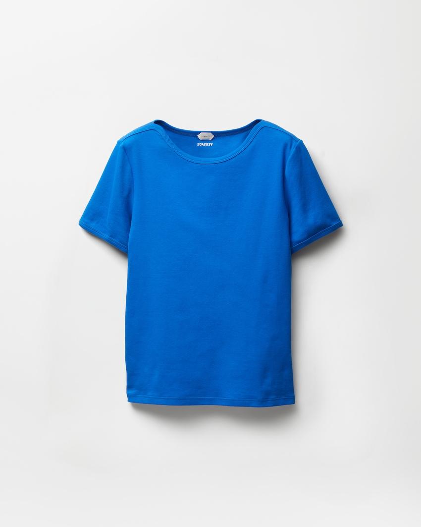embroidered ribbed cotton-jersey t-shirt by VERSACE