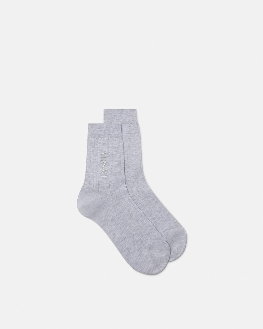 embroidered ribbed cotton socks by VERSACE