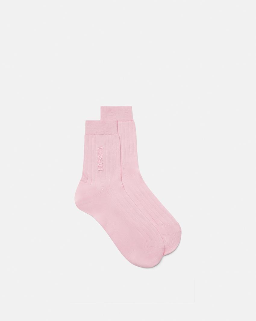 embroidered ribbed cotton socks by VERSACE