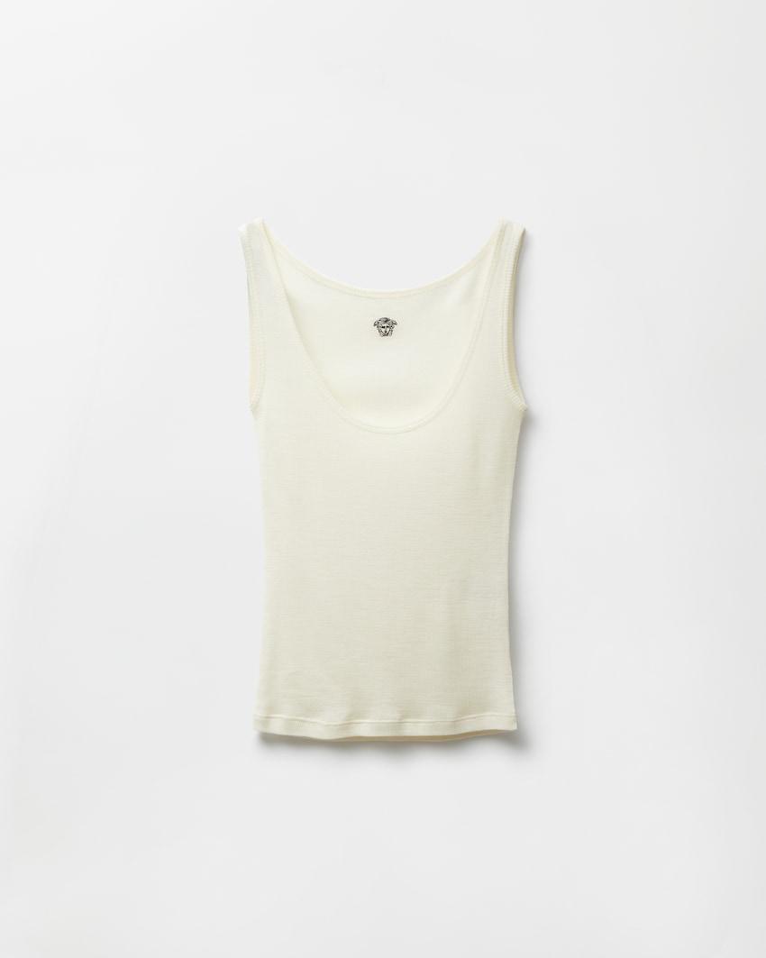 embroidered ribbed wool tank top by VERSACE
