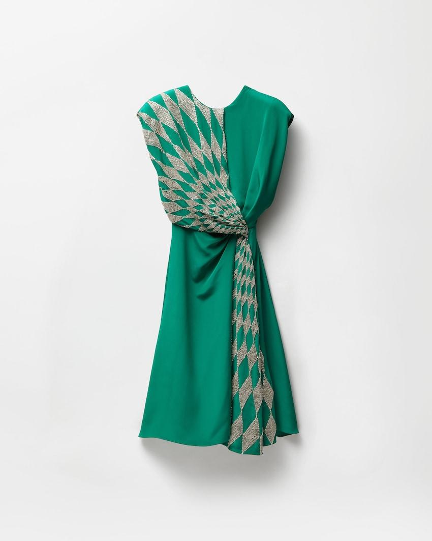 embroidered silk midi evening dress by VERSACE