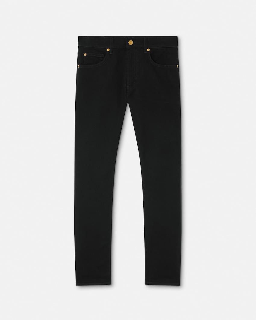 embroidered slim jeans by VERSACE