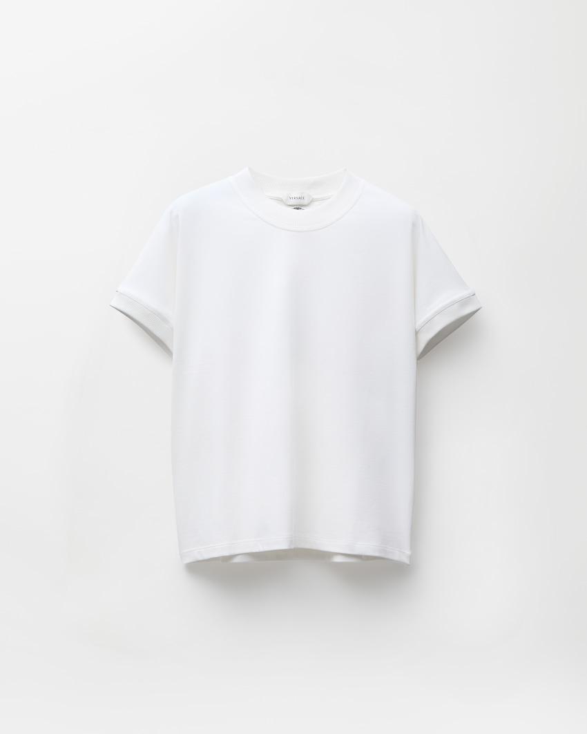 embroidered stretch cotton-jersey t-shirt by VERSACE