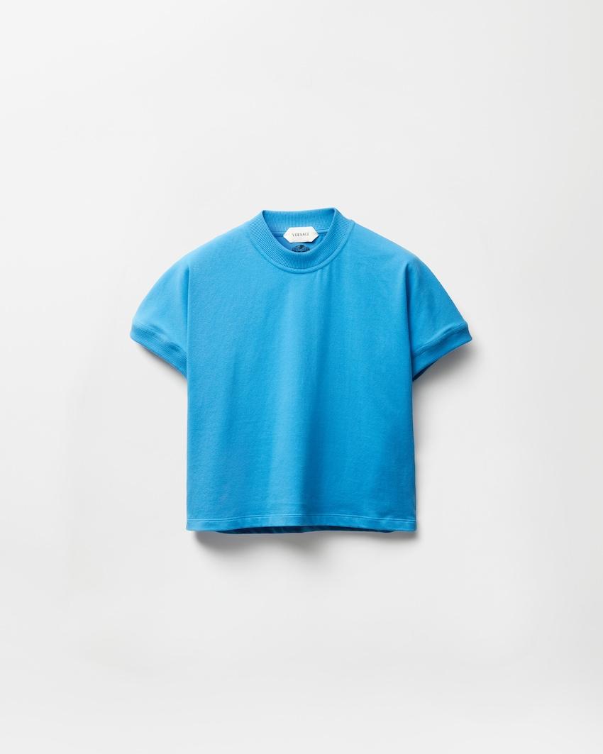 embroidered stretch cotton-jersey t-shirt by VERSACE