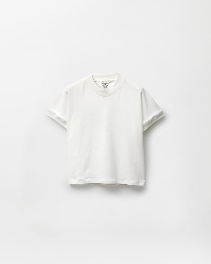 embroidered stretch cotton-jersey t-shirt by VERSACE