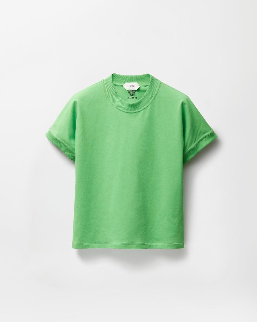 embroidered stretch cotton-jersey t-shirt by VERSACE