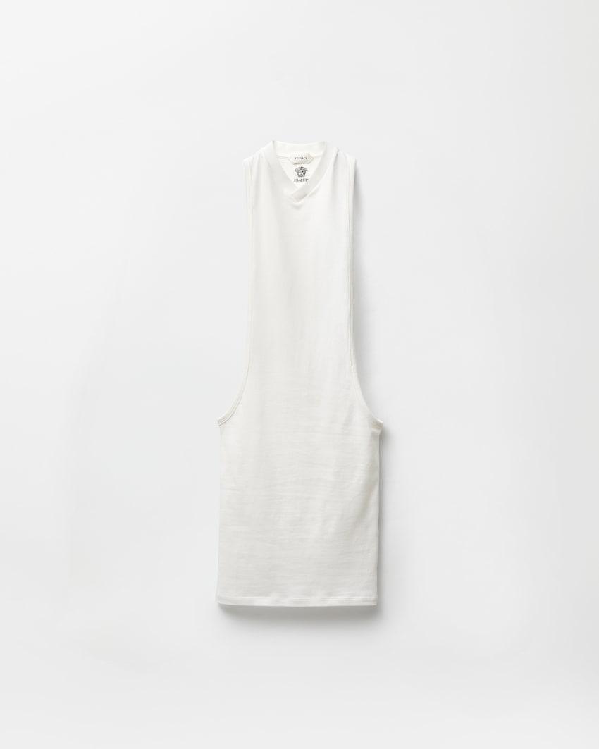 embroidered stretch cotton-jersey tank mini dress by VERSACE