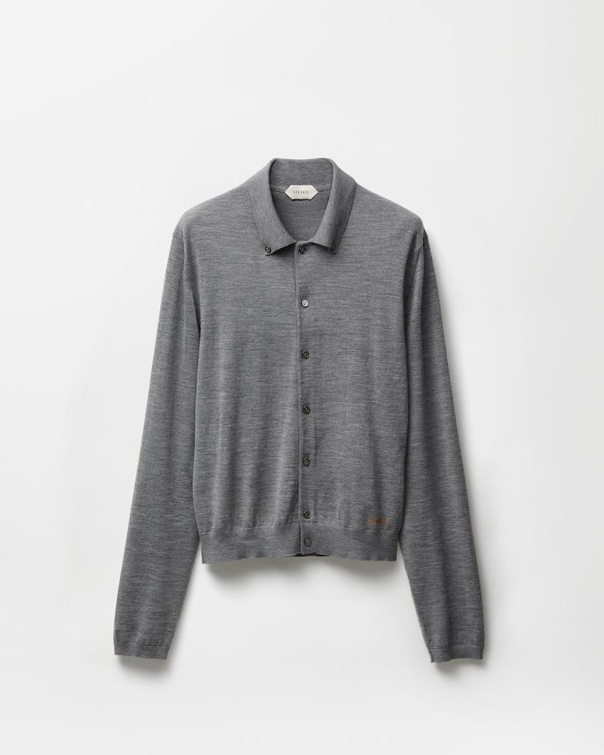 embroidered wool knit cardigan by VERSACE