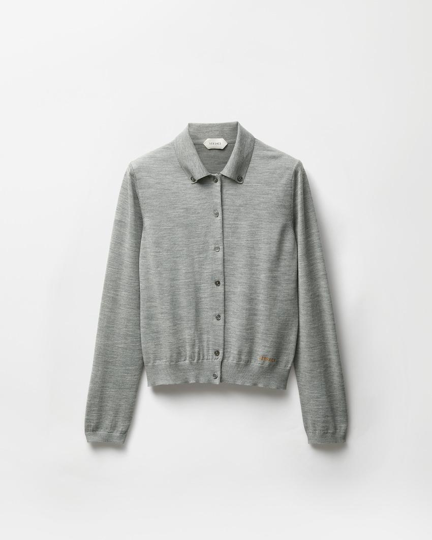 embroidered wool knit cardigan by VERSACE
