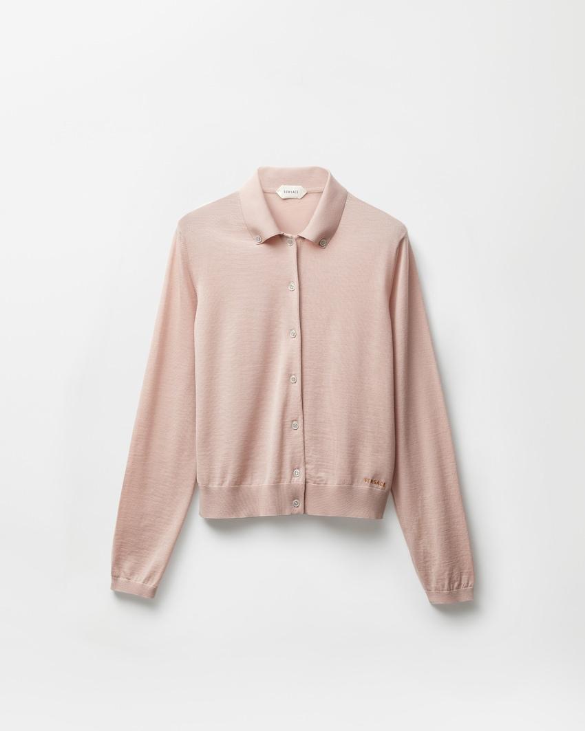 embroidered wool knit cardigan by VERSACE