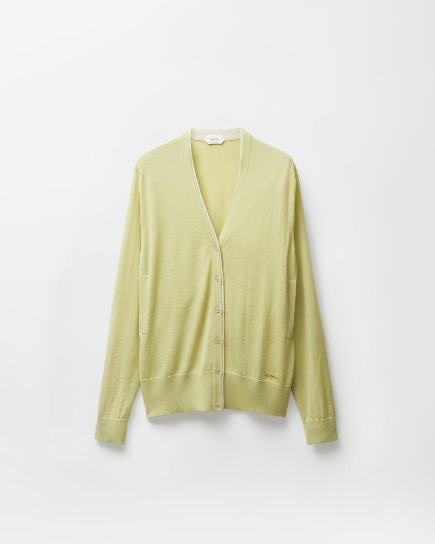 embroidered wool knit cardigan by VERSACE