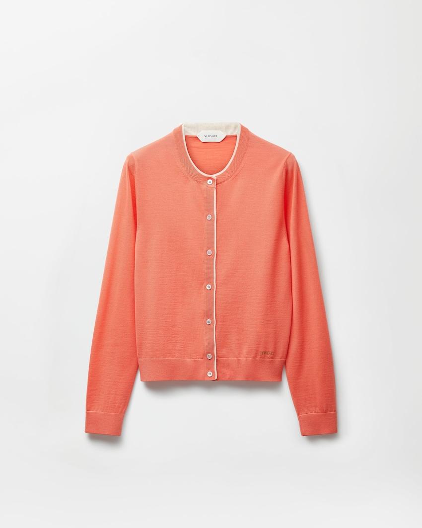 embroidered wool knit cardigan by VERSACE