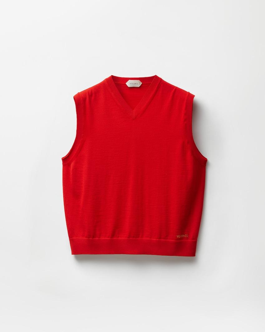 embroidered wool knit vest by VERSACE