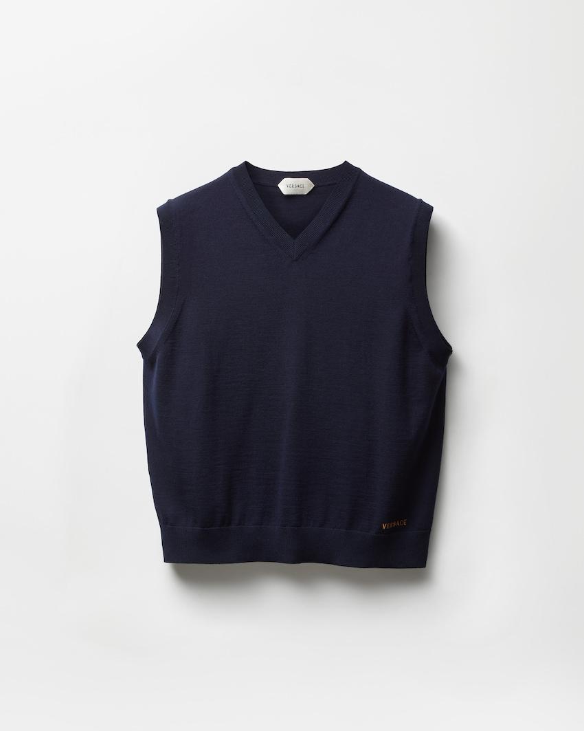 embroidered wool knit vest by VERSACE