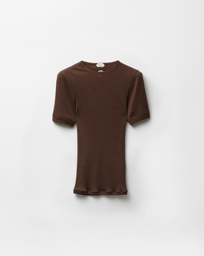 embroidered wool ribbed knit t-shirt by VERSACE