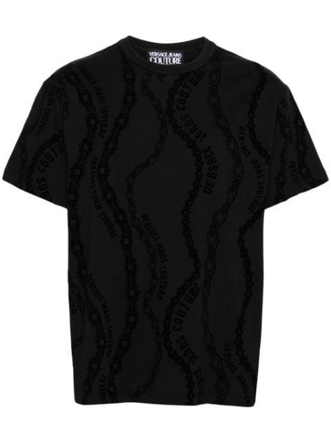 flocked-logo cotton T-shirt by VERSACE