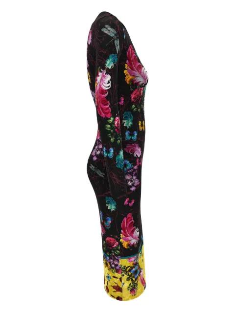 floral-butterfly print midi dress by VERSACE