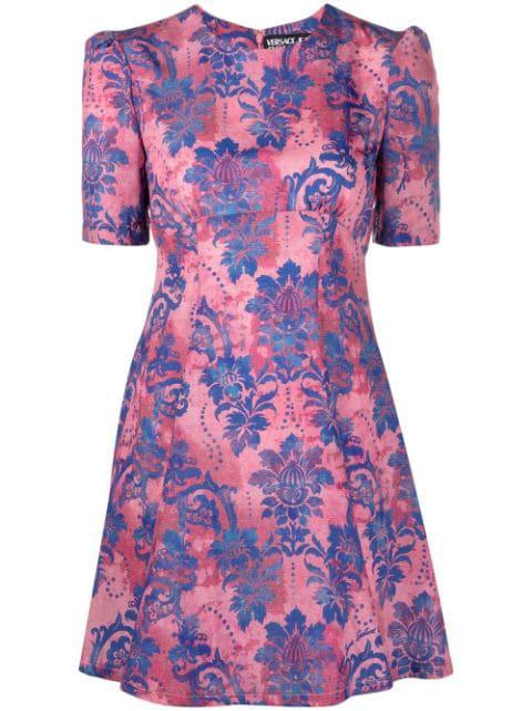 floral-print flared mini dress by VERSACE