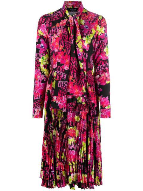floral-print midi dress by VERSACE
