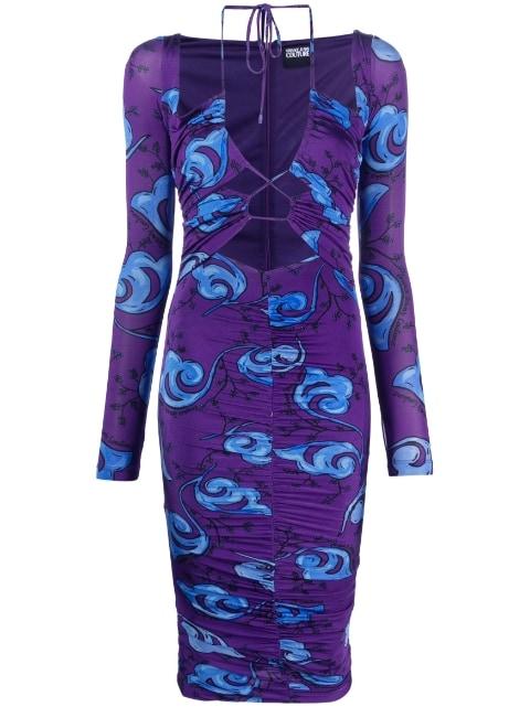 floral-print midi dress by VERSACE