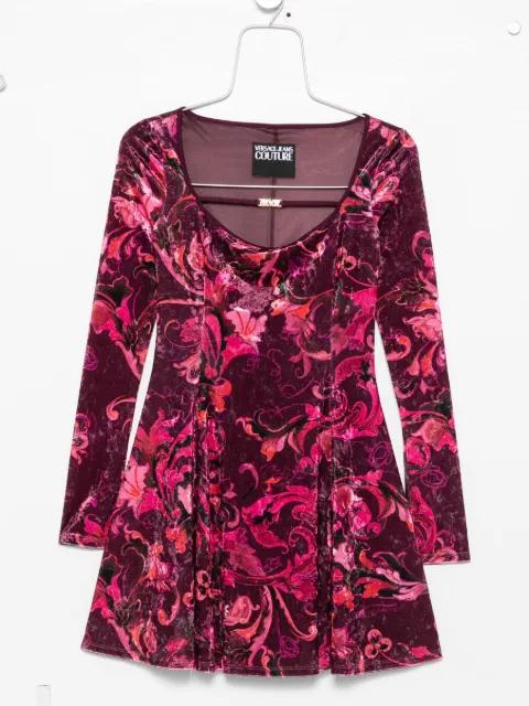 floral-print velvet mini dress by VERSACE