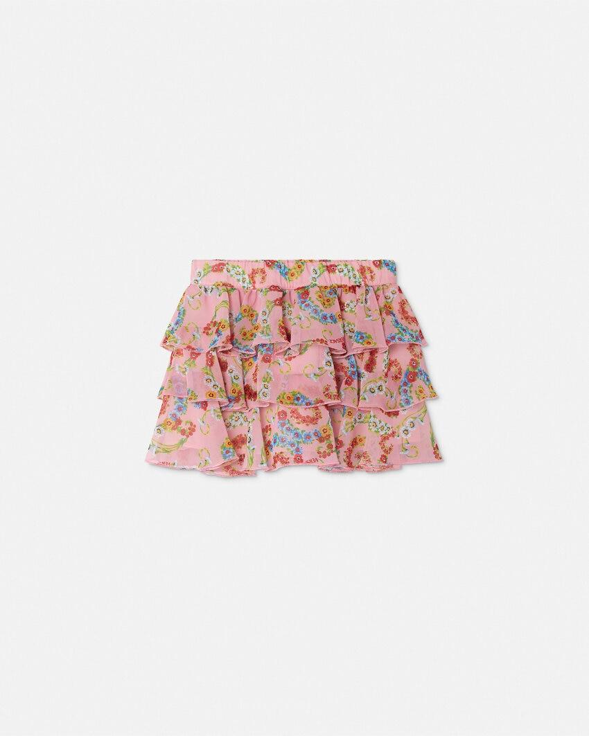 floral swirl ruffled kids skirt by VERSACE