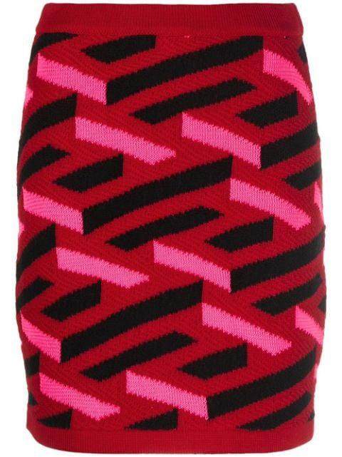 geometric intarsia knitted skirt by VERSACE
