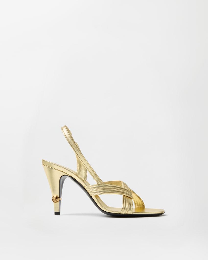 gianni metallic nappa sandals 90 mm by VERSACE