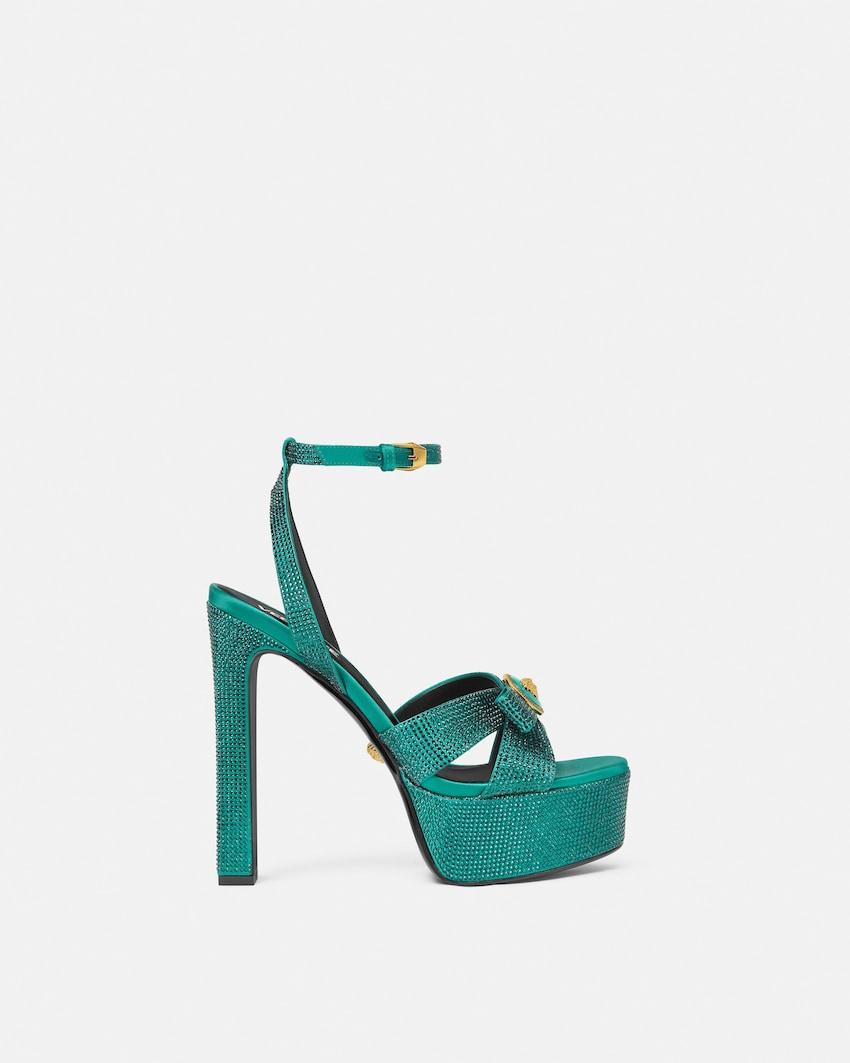 gianni ribbon embellished satin sandals 140 mm by VERSACE