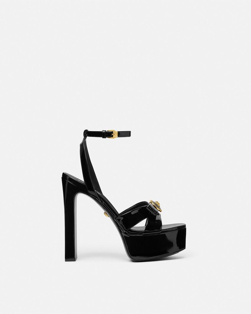 gianni ribbon patent sandals 140 mm by VERSACE