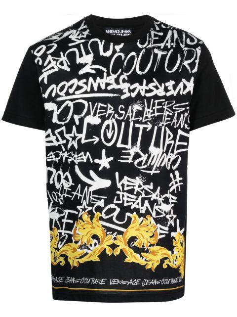 graffiti-print cotton T-shirt by VERSACE